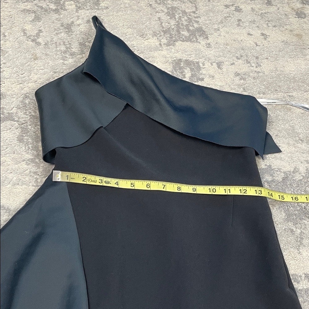 Halston Heritage Draped Column Gown Black Maxi Dress Ruffle Sz 4 - Picture 10 of 15